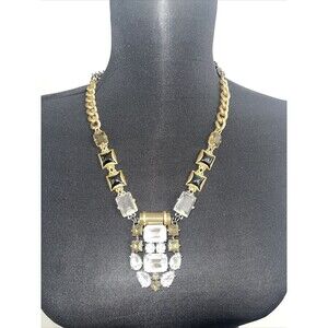Stella & Dot PHOENIX Mixed Metal Sparkling Crystal Statement Pendant Necklace